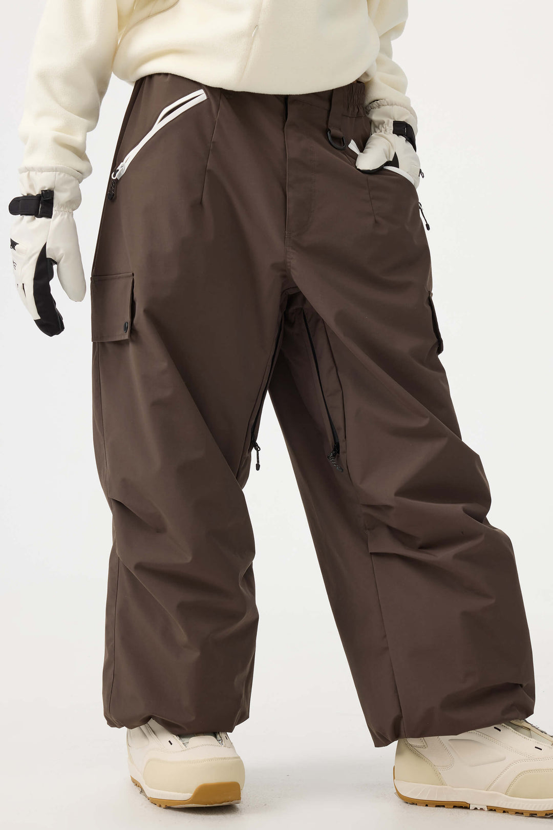 Women's Dark Gray Baggy Wear-resistant Waterproof Snow Pants