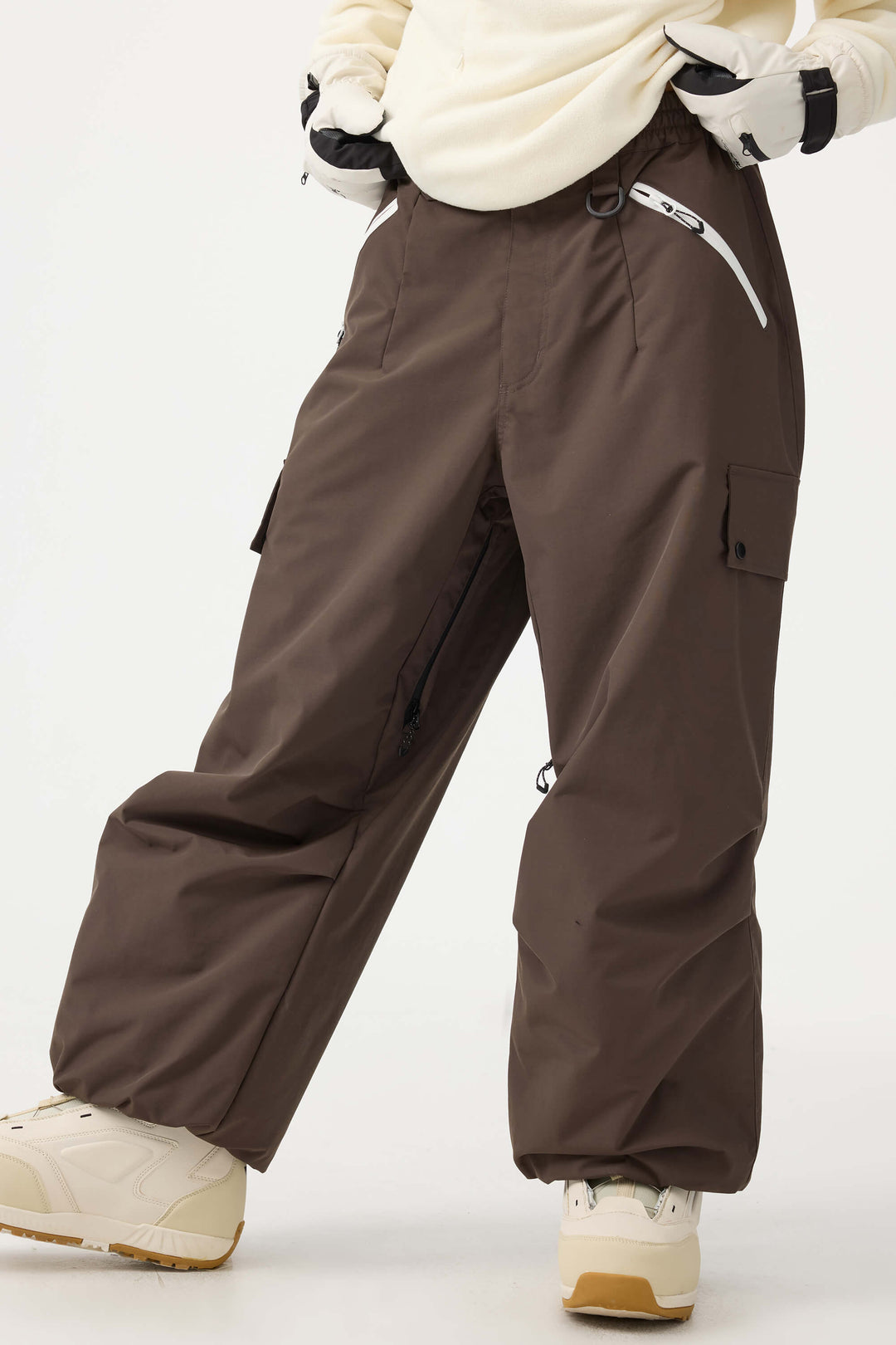 Women's Dark Gray Baggy Wear-resistant Waterproof Snow Pants