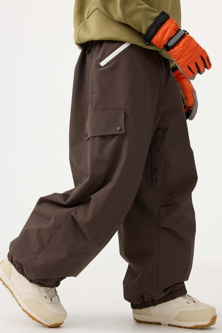 Men's Dark Gray Baggy Wear-resistant Waterproof Snow Pants