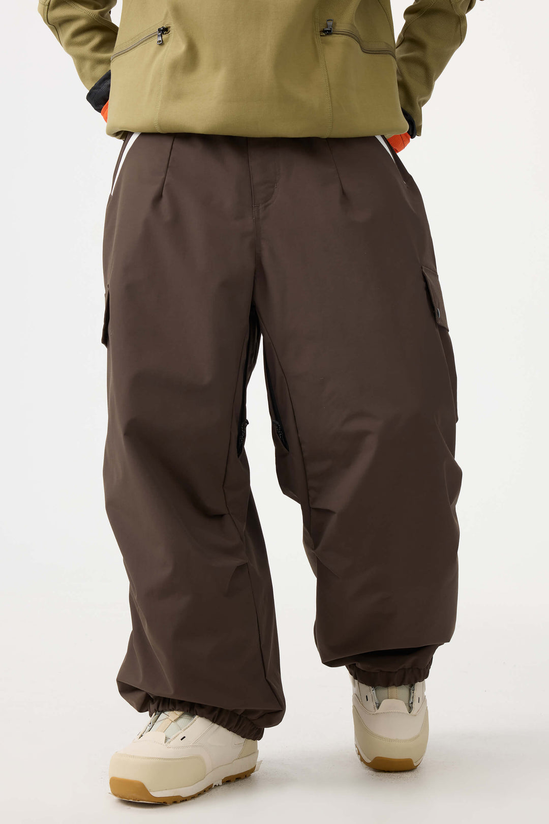 Men's Dark Gray Baggy Wear-resistant Waterproof Snow Pants