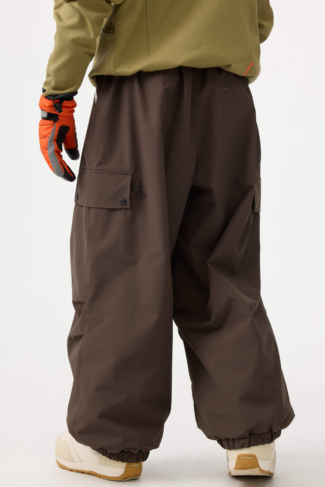 Men's Dark Gray Baggy Wear-resistant Waterproof Snow Pants