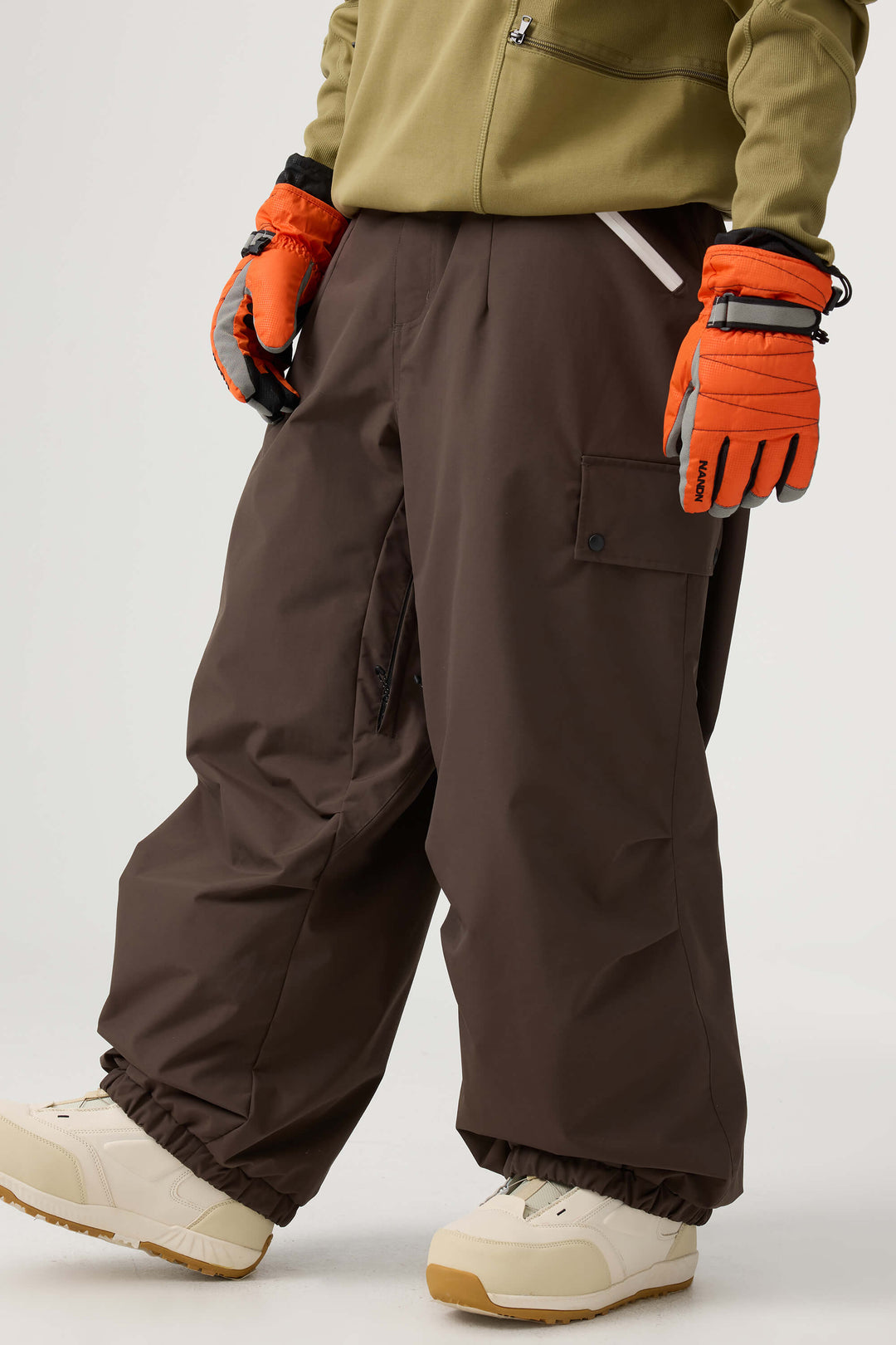 Men's Dark Gray Baggy Wear-resistant Waterproof Snow Pants