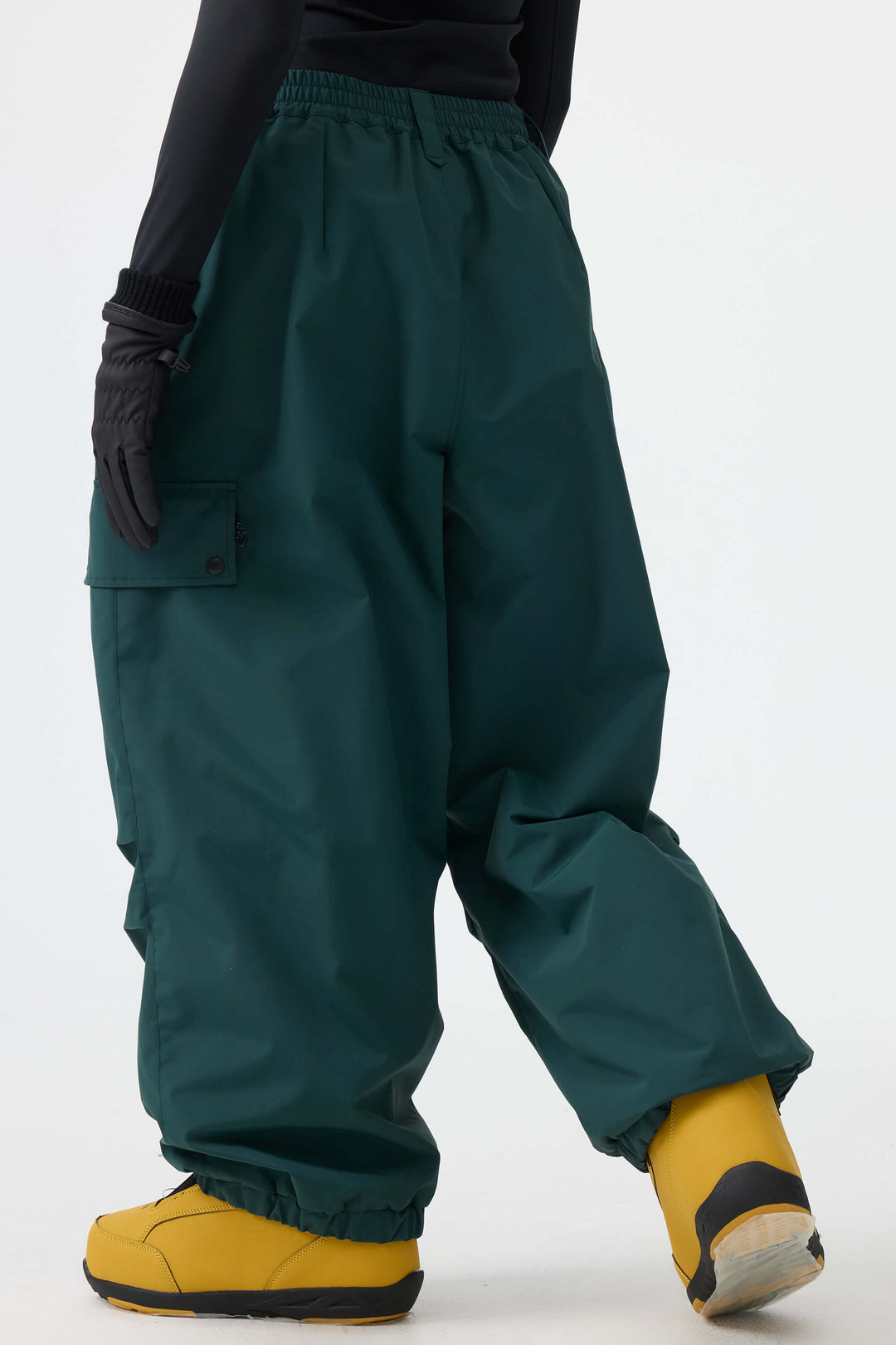 Women's Black Baggy Wear-resistant Waterproof Snow Pants