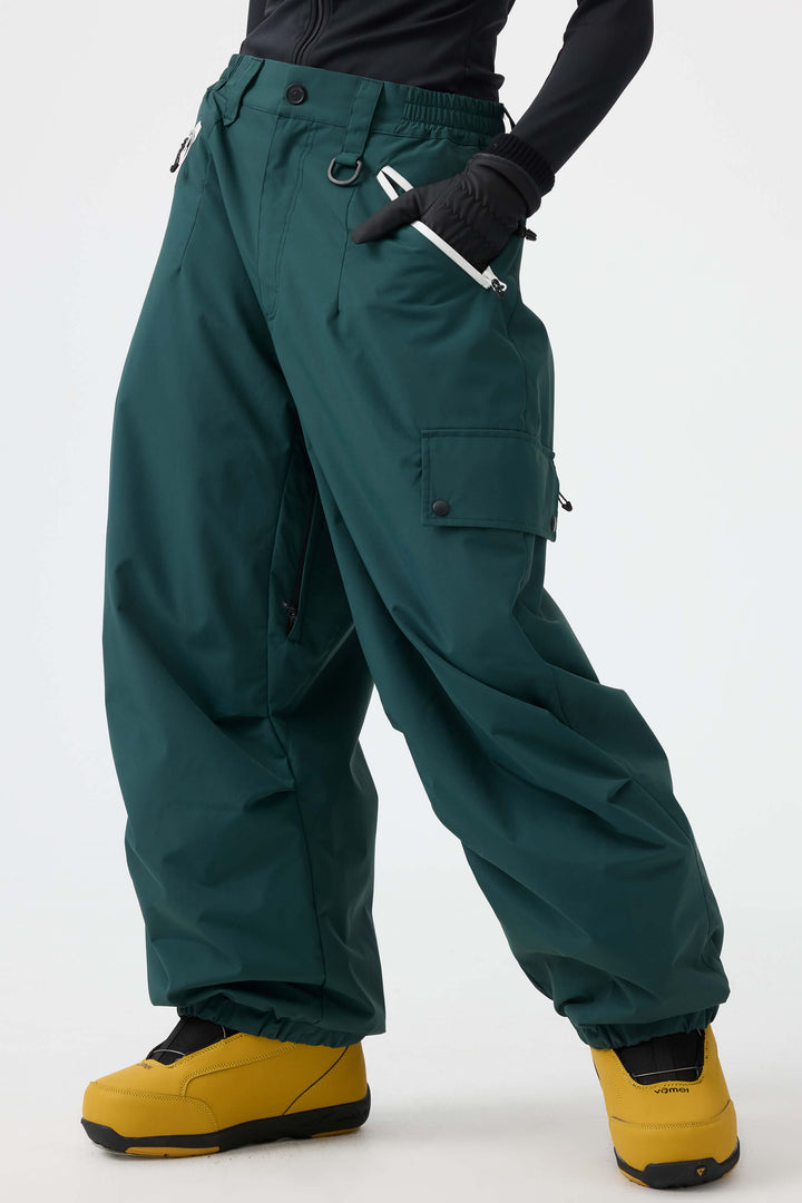 Women's Caramel Baggy Wear-resistant Waterproof Snow Pants