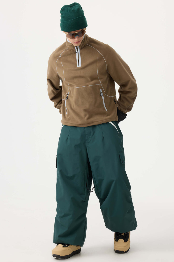 Men's Coffee Baggy Wear-resistant Waterproof Snow Pants