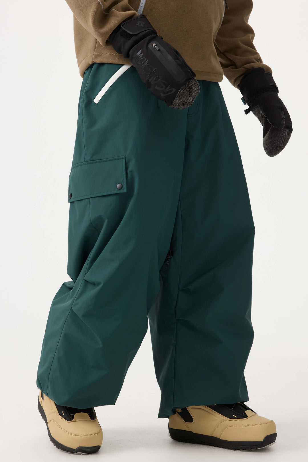 Men's Black Baggy Wear-resistant Waterproof Snow Pants