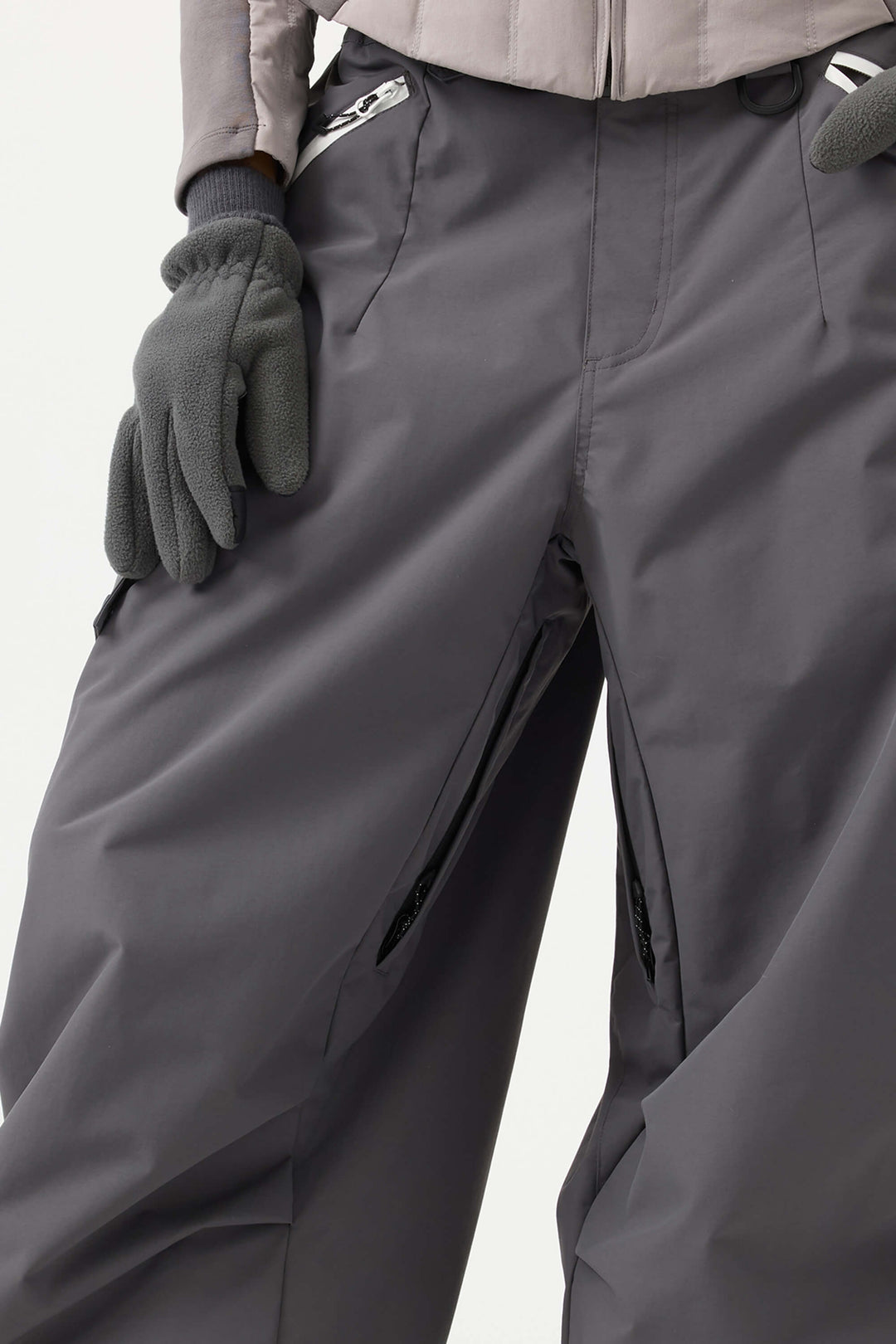 Women's Caramel Baggy Wear-resistant Waterproof Snow Pants