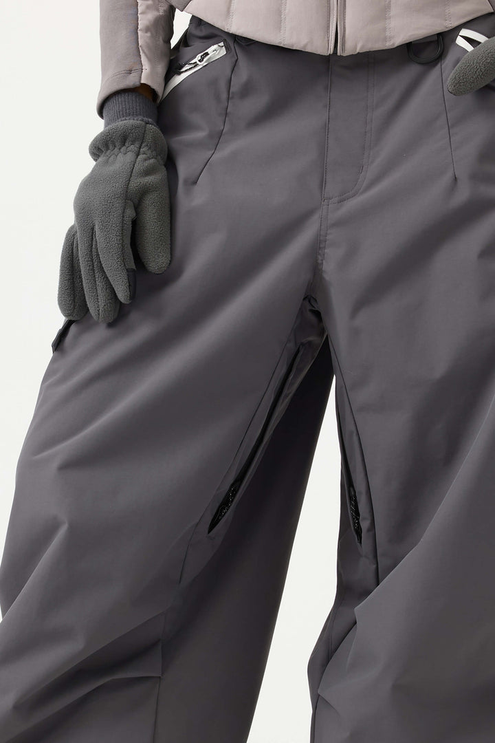 Women's Coffee Baggy Wear-resistant Waterproof Snow Pants