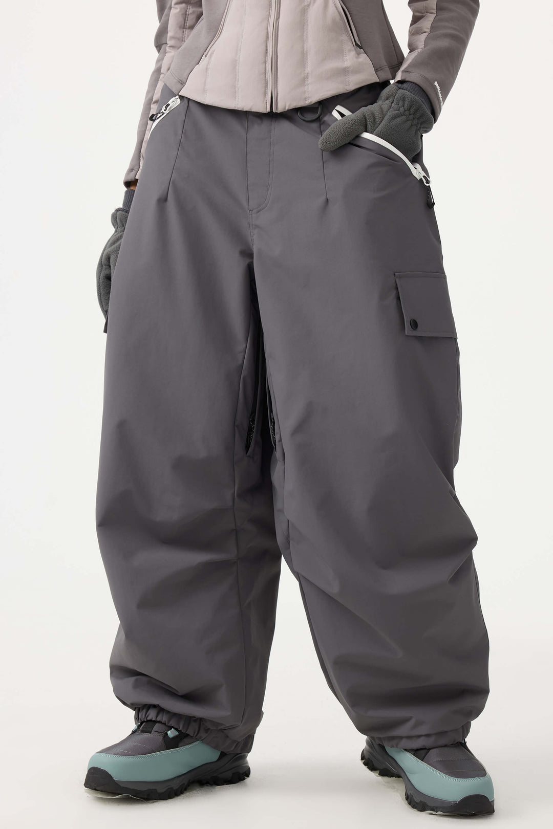 Women's Caramel Baggy Wear-resistant Waterproof Snow Pants