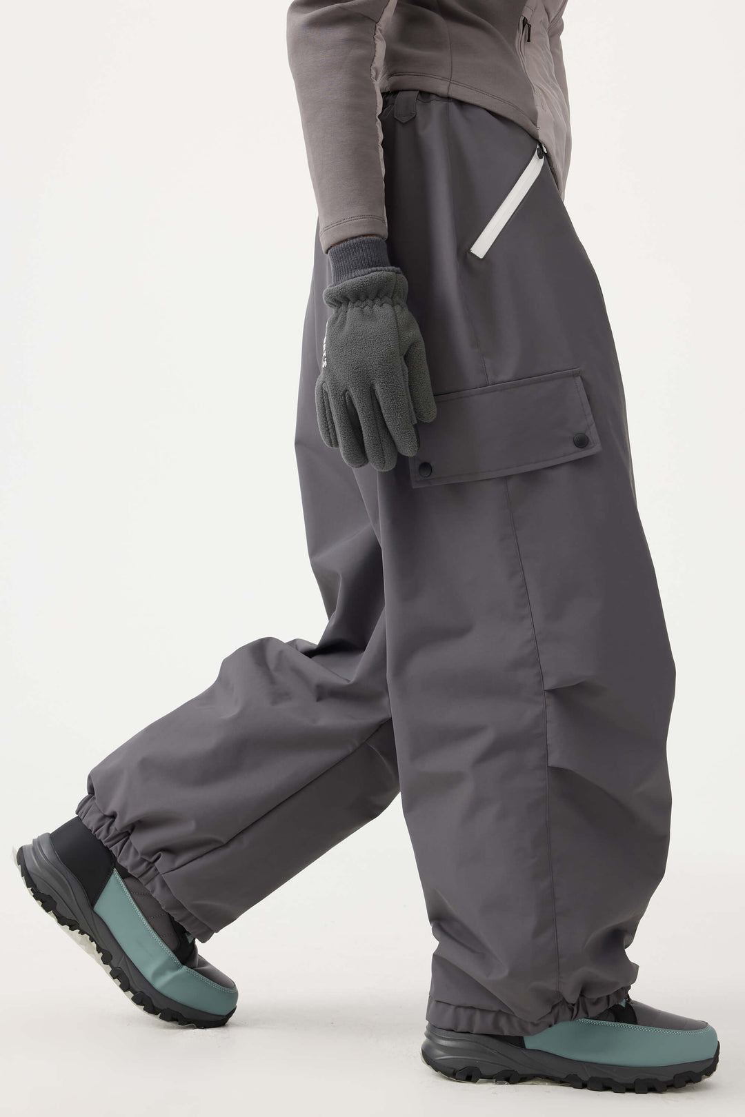 Women's Caramel Baggy Wear-resistant Waterproof Snow Pants