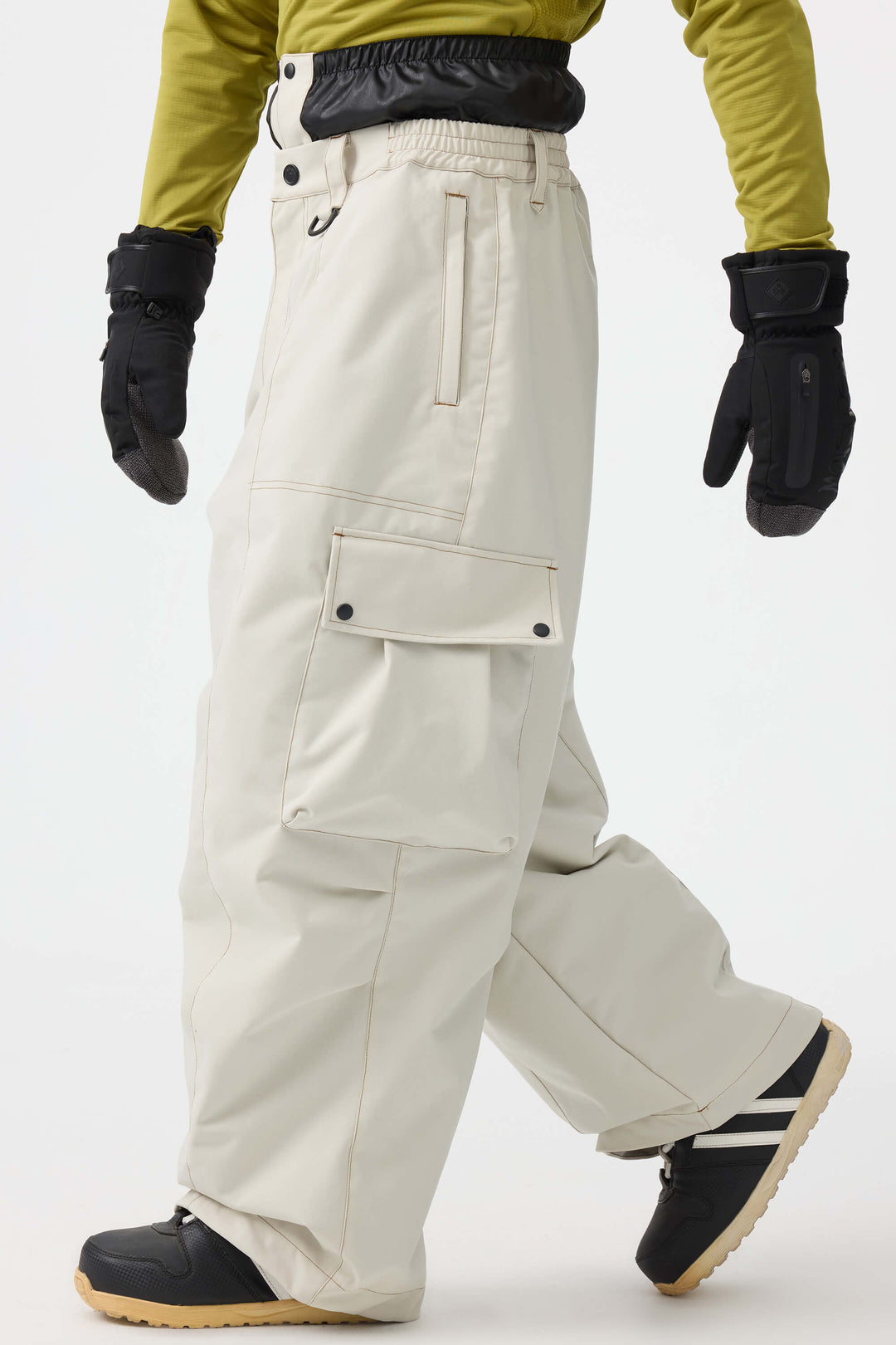 Men's Beige Baggy Oxford Wear-resistant Snow Pants