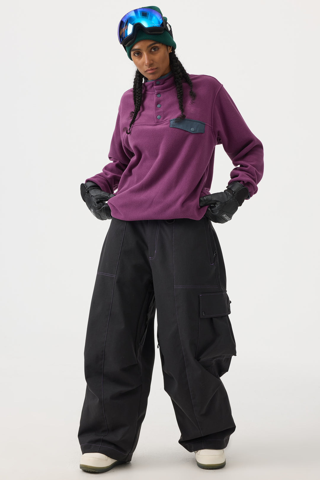 Women's Caramel Baggy Oxford Wear-resistant Snow Pants