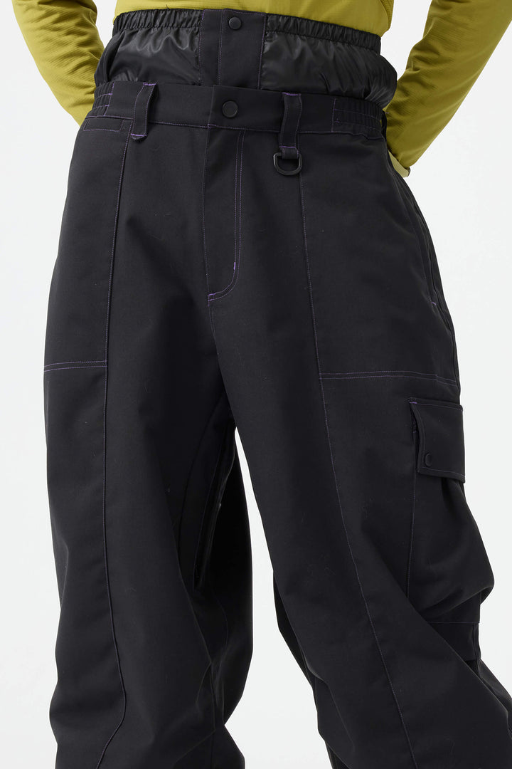 Men's Black Baggy Oxford Wear-resistant Snow Pants