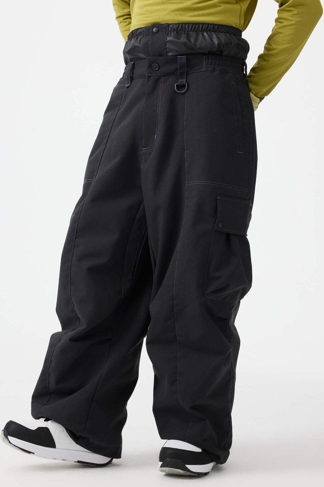 Men's Black Baggy Oxford Wear-resistant Snow Pants