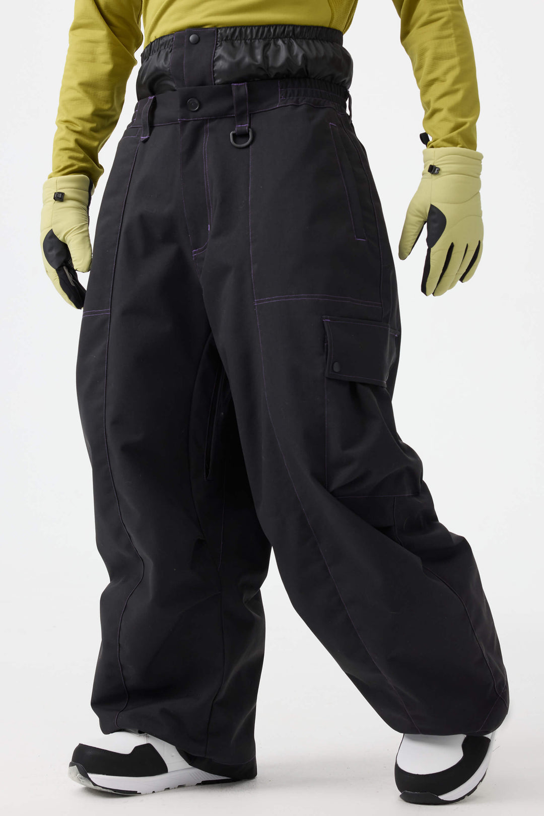 Men's Black Baggy Oxford Wear-resistant Snow Pants