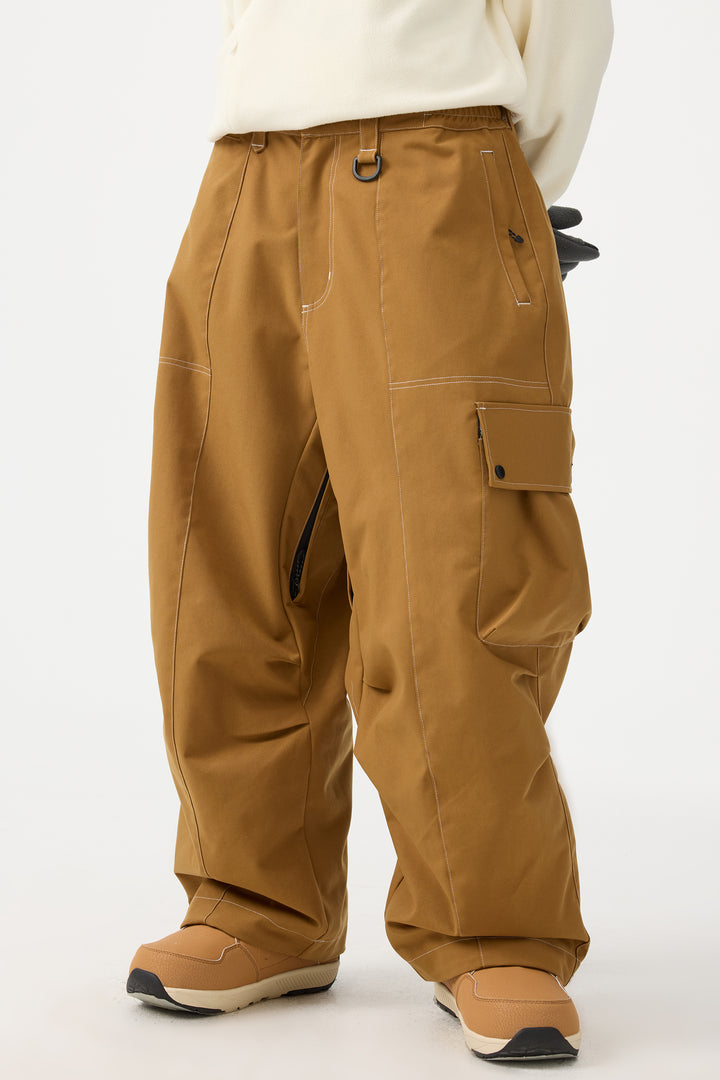 Women's Black Baggy Oxford Wear-resistant Snow Pants