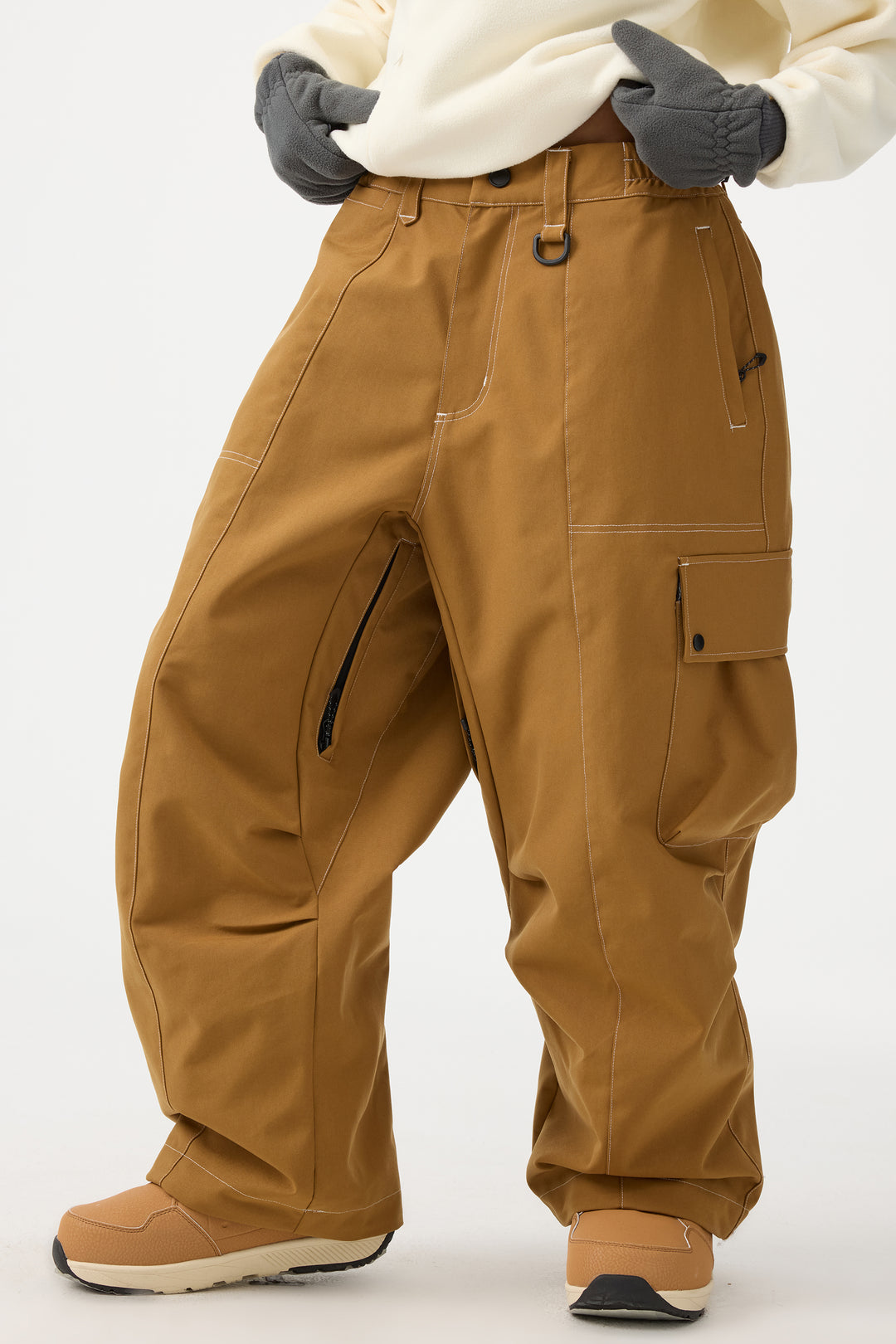 Women's Caramel Baggy Oxford Wear-resistant Snow Pants