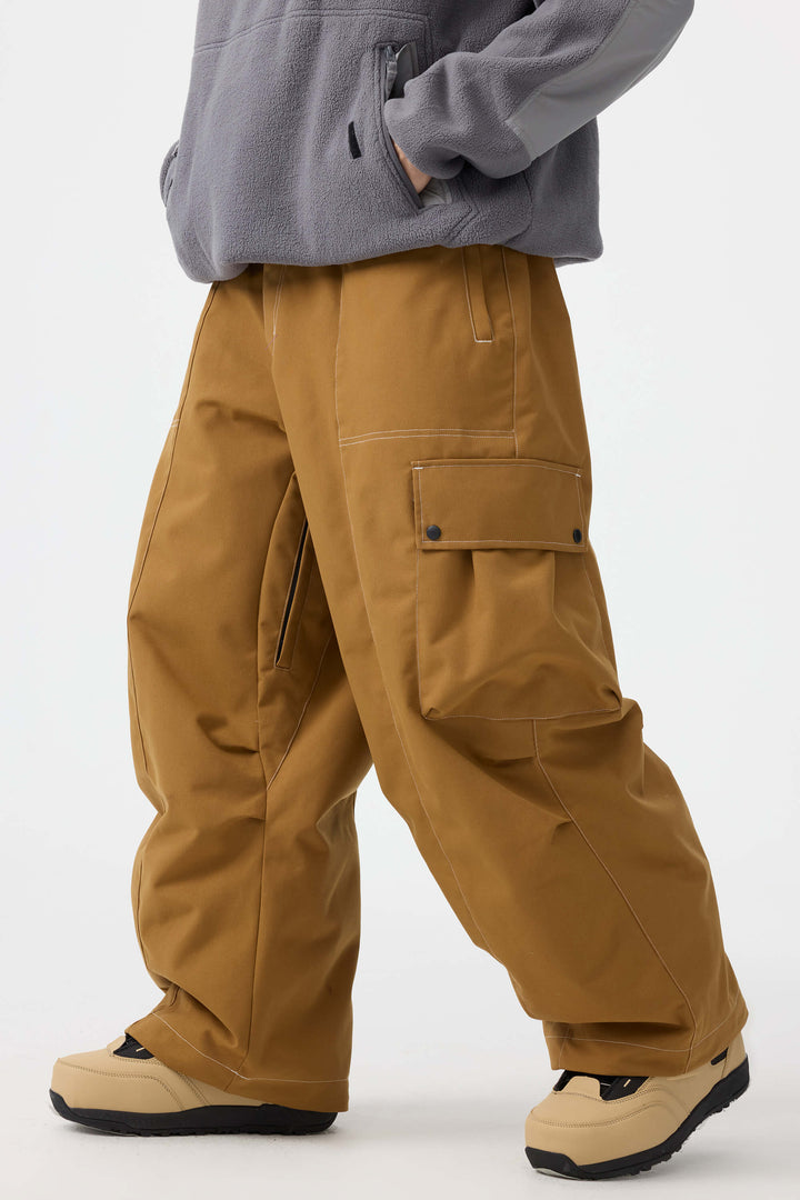 Men's Black Baggy Oxford Wear-resistant Snow Pants