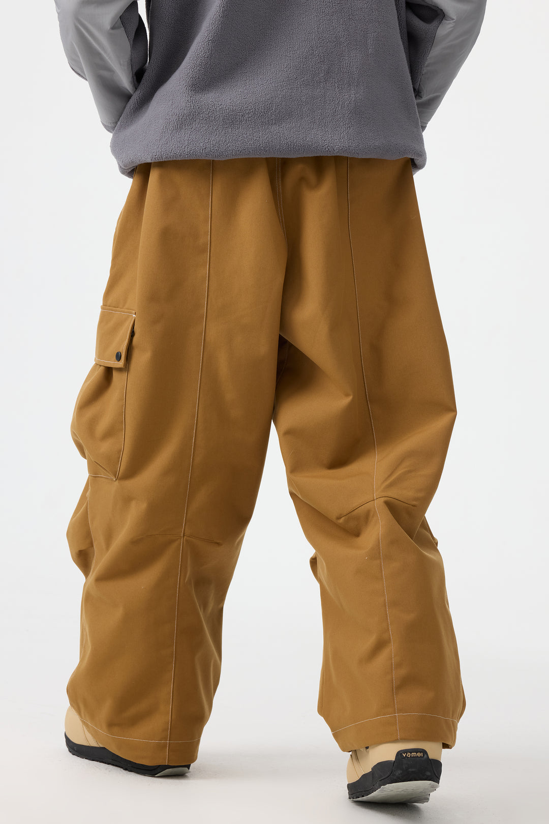 Men's Beige Baggy Oxford Wear-resistant Snow Pants