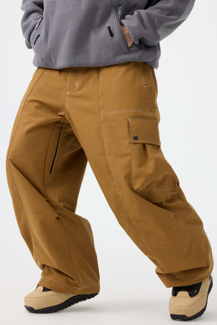 Men's Black Baggy Oxford Wear-resistant Snow Pants