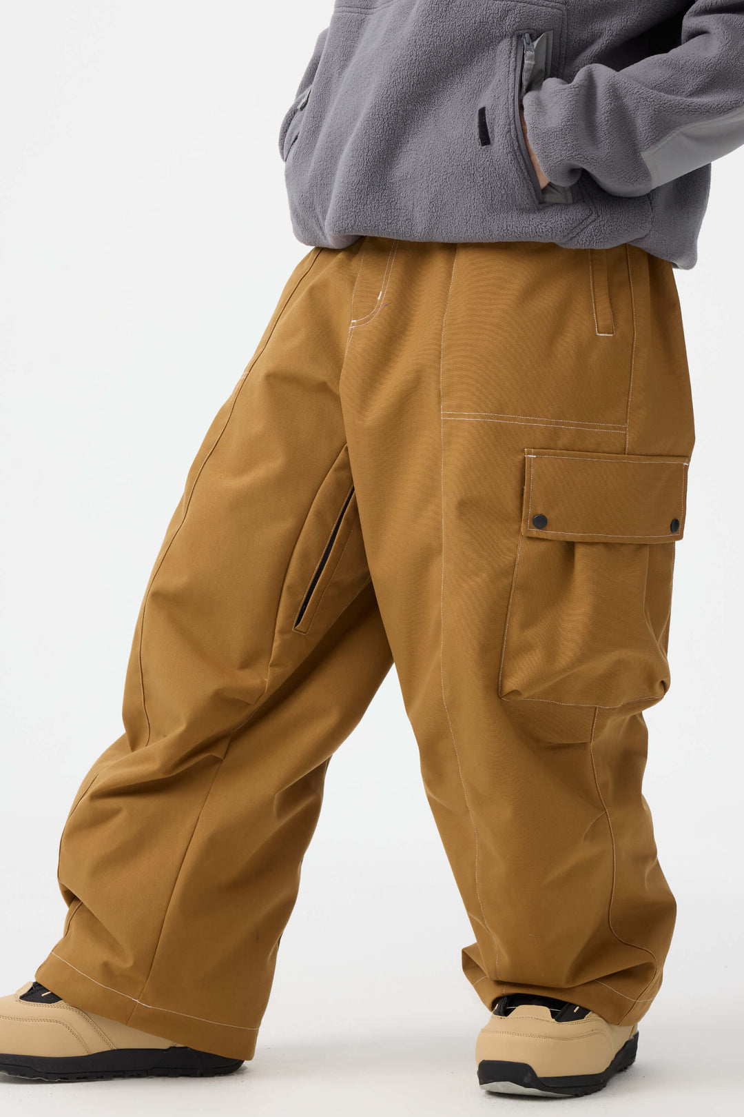 Men's Black Baggy Oxford Wear-resistant Snow Pants