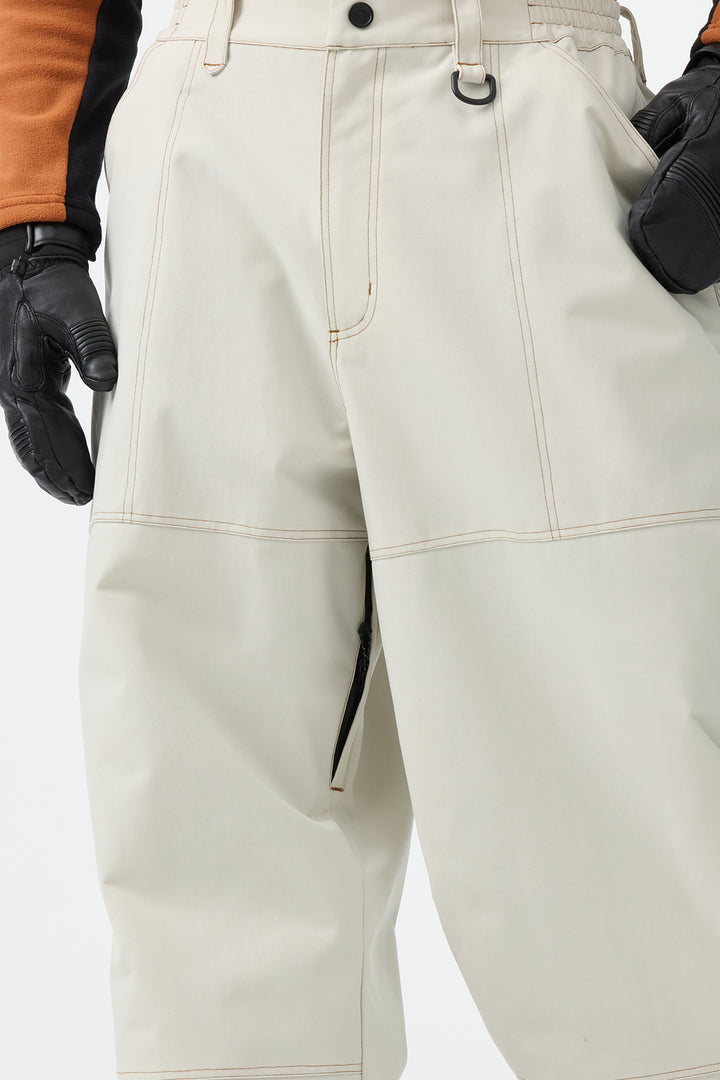 Men's Beige Baggy Oxford Workwear Snow Pants