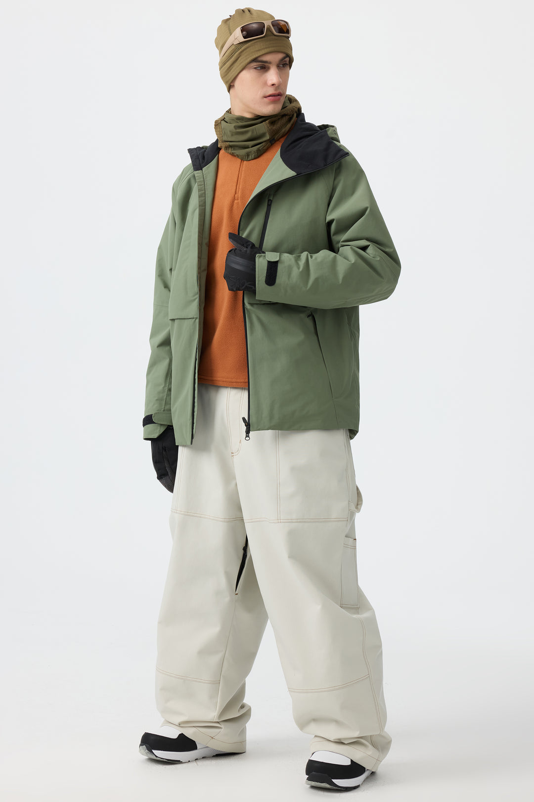 Men's Caramel Baggy Oxford Workwear Snow Pants