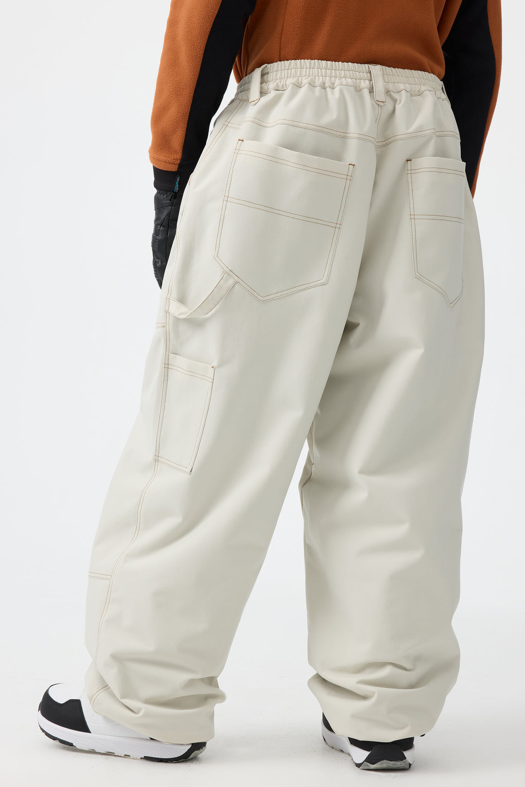 Men's Beige Baggy Oxford Workwear Snow Pants