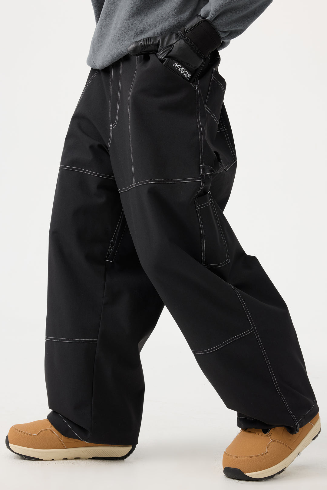 Women's Black Baggy Oxford Workwear Snow Pants