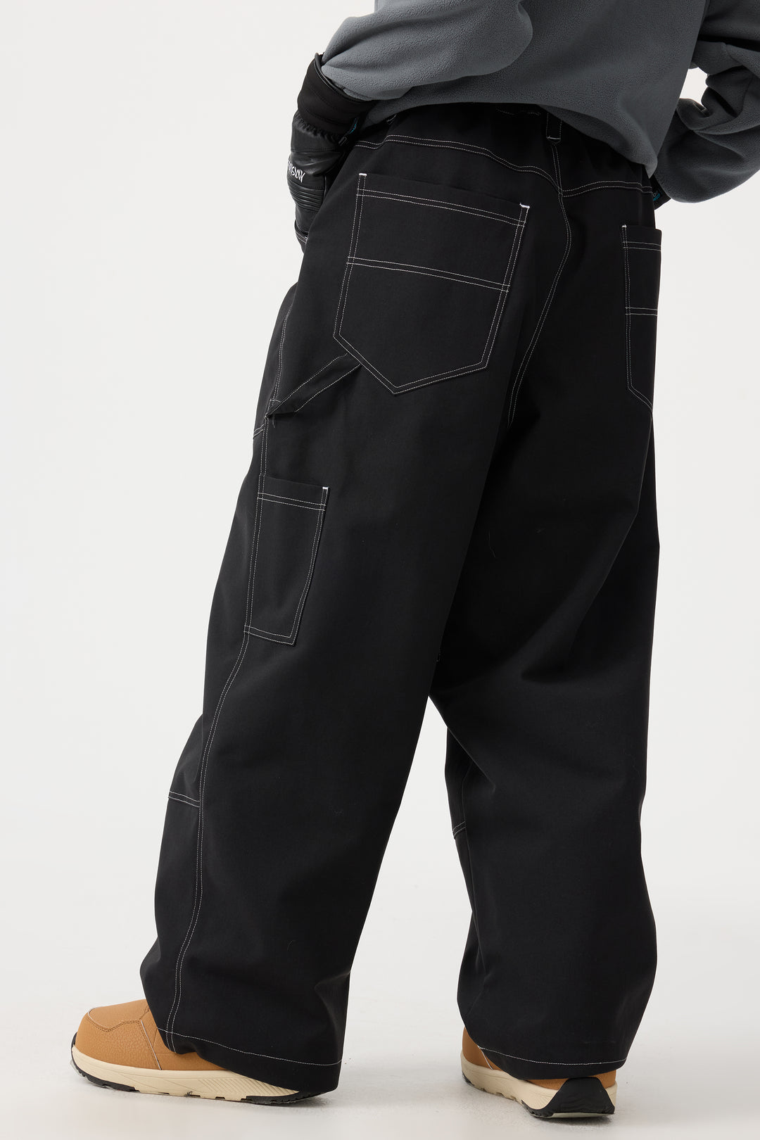 Women's Black Baggy Oxford Workwear Snow Pants