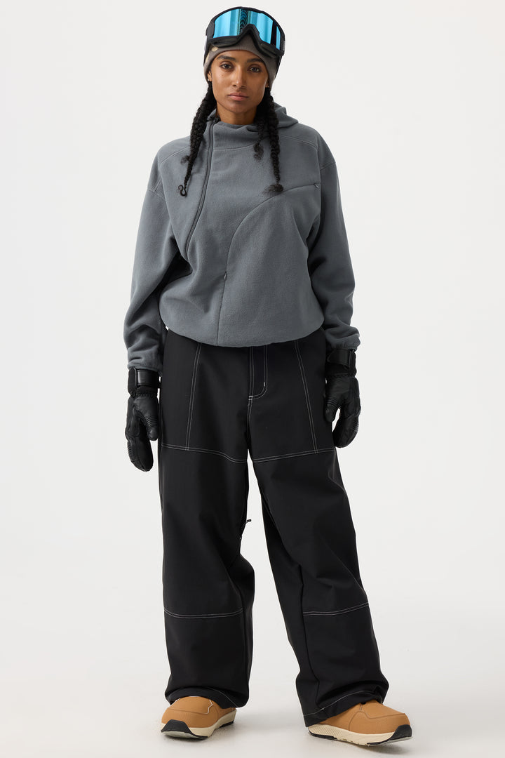 Women's Black Baggy Oxford Workwear Snow Pants