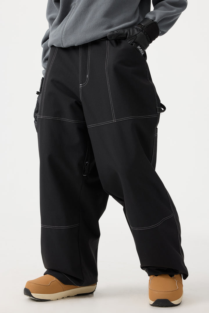 Women's Black Baggy Oxford Workwear Snow Pants