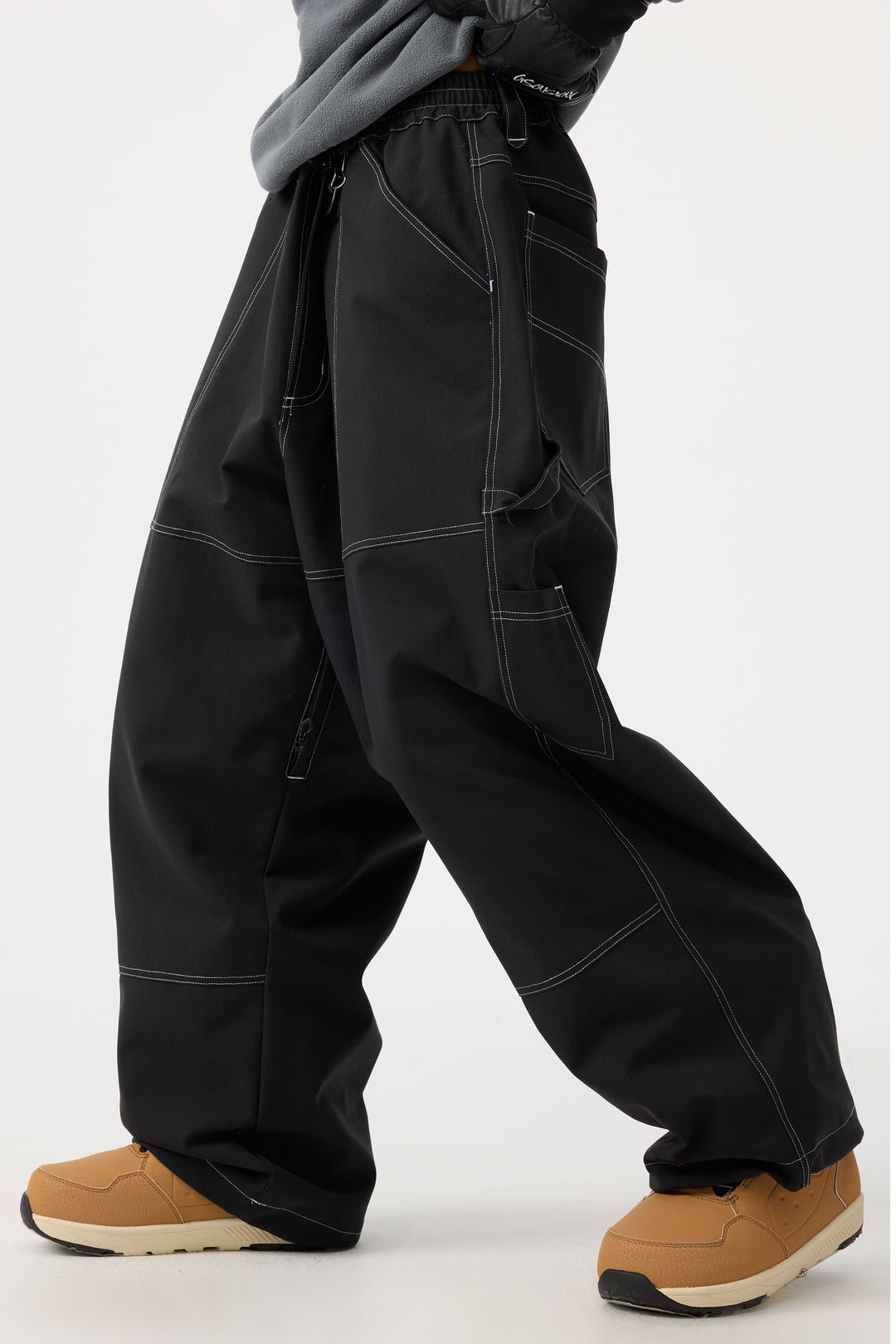 Women's Black Baggy Oxford Workwear Snow Pants