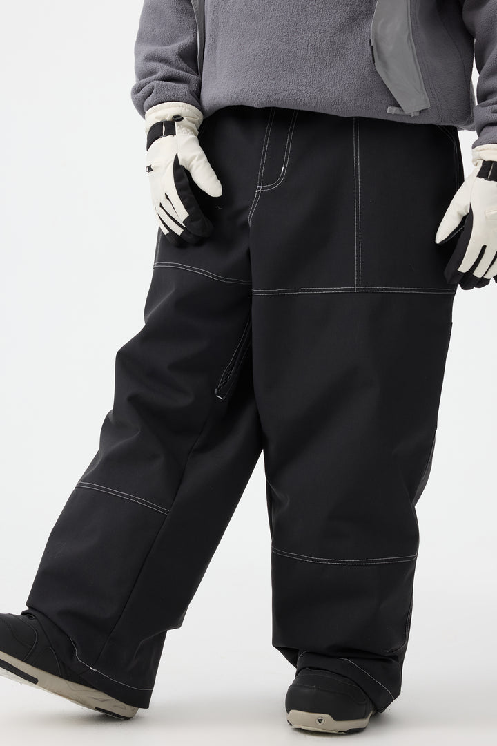 Men's Black Baggy Oxford Workwear Snow Pants