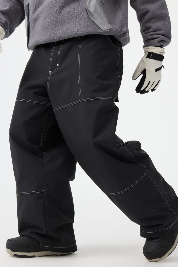 Men's Black Baggy Oxford Workwear Snow Pants