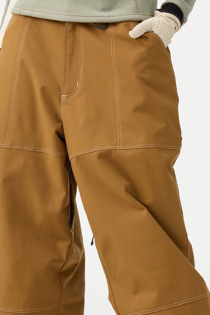 Women's Caramel Baggy Oxford Workwear Snow Pants