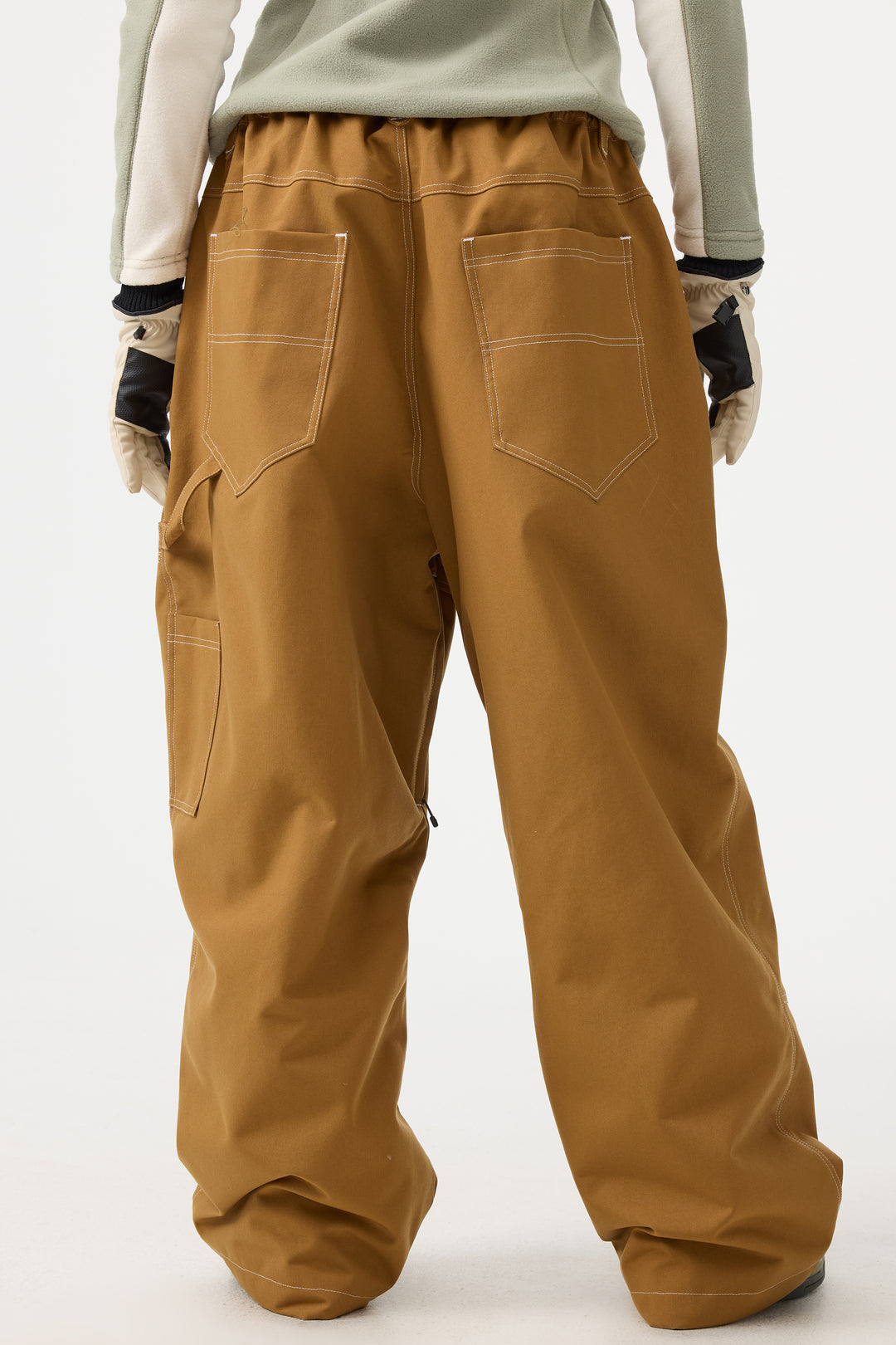 Women's Beige Baggy Oxford Workwear Snow Pants