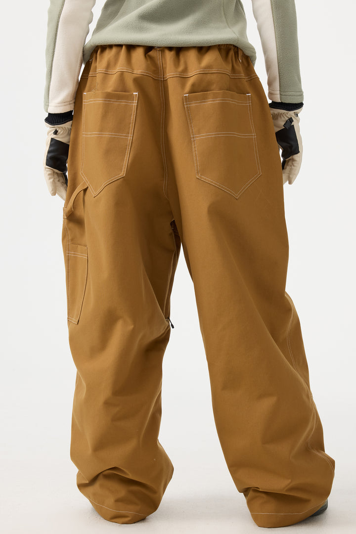 Women's Caramel Baggy Oxford Workwear Snow Pants