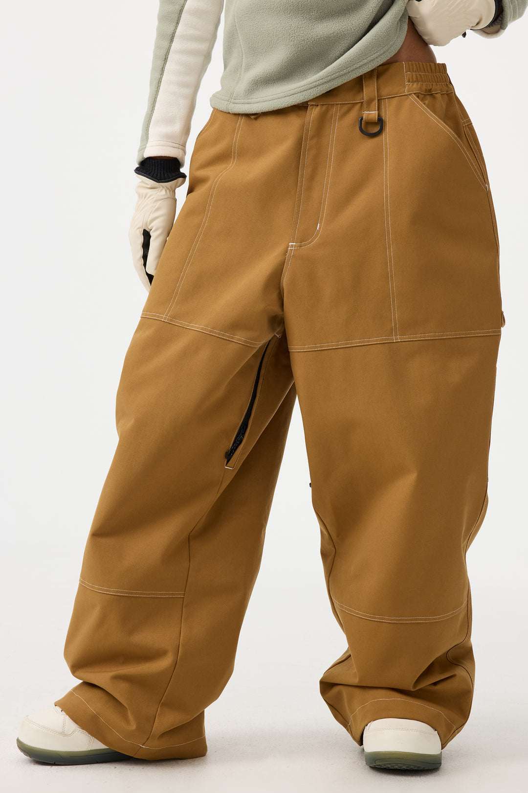 Women's Beige Baggy Oxford Workwear Snow Pants