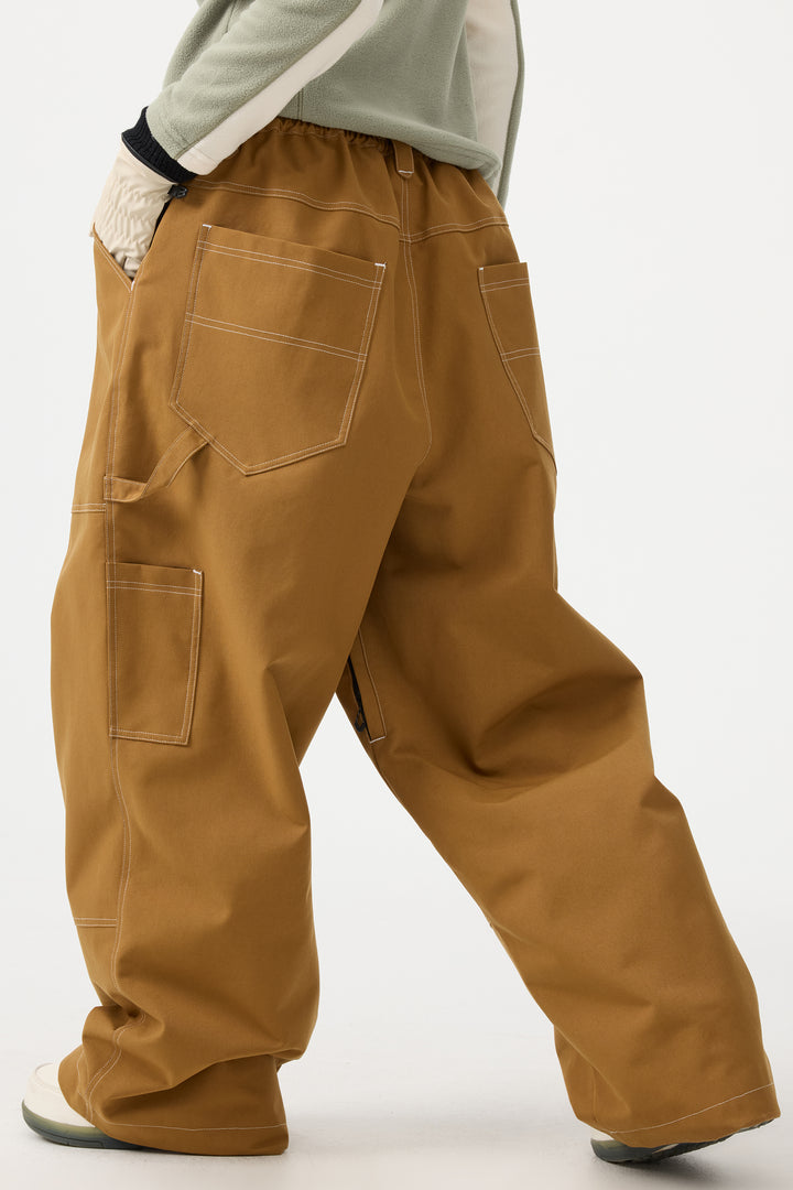 Women's Caramel Baggy Oxford Workwear Snow Pants