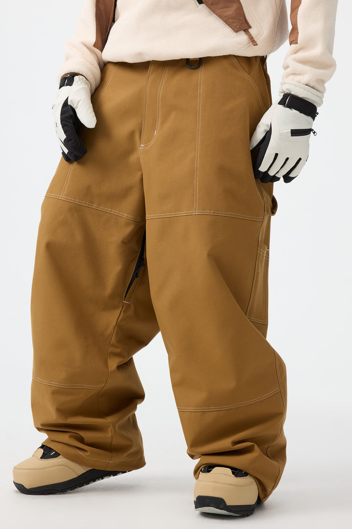 Men's Beige Baggy Oxford Workwear Snow Pants