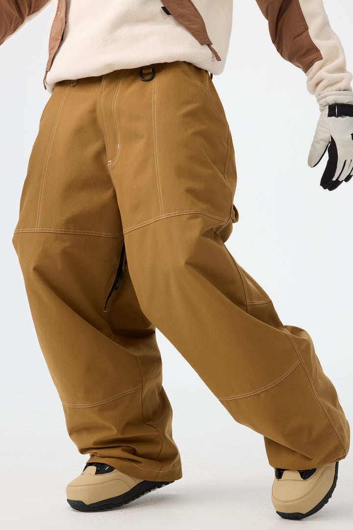 Men's Beige Baggy Oxford Workwear Snow Pants