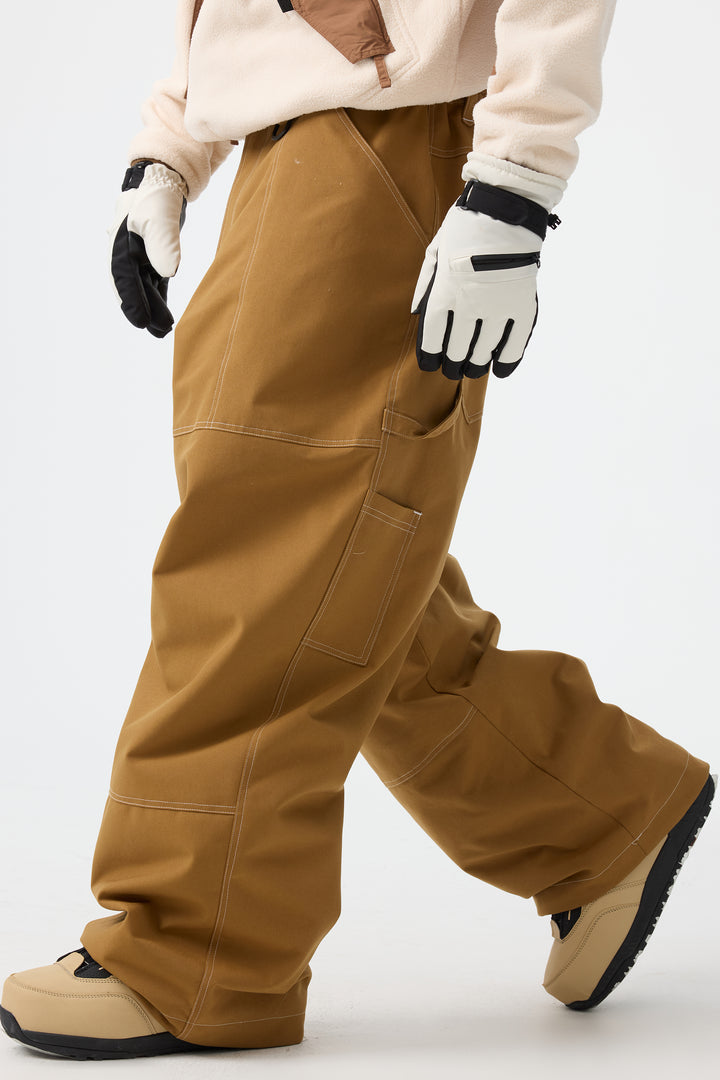 Men's Beige Baggy Oxford Workwear Snow Pants