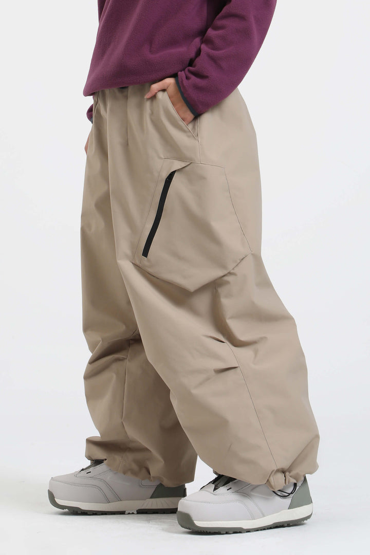 Women's Khaki Lightweight Breathable Baggy Snow Pants