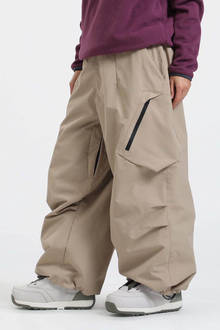 Women's Khaki Lightweight Breathable Baggy Snow Pants