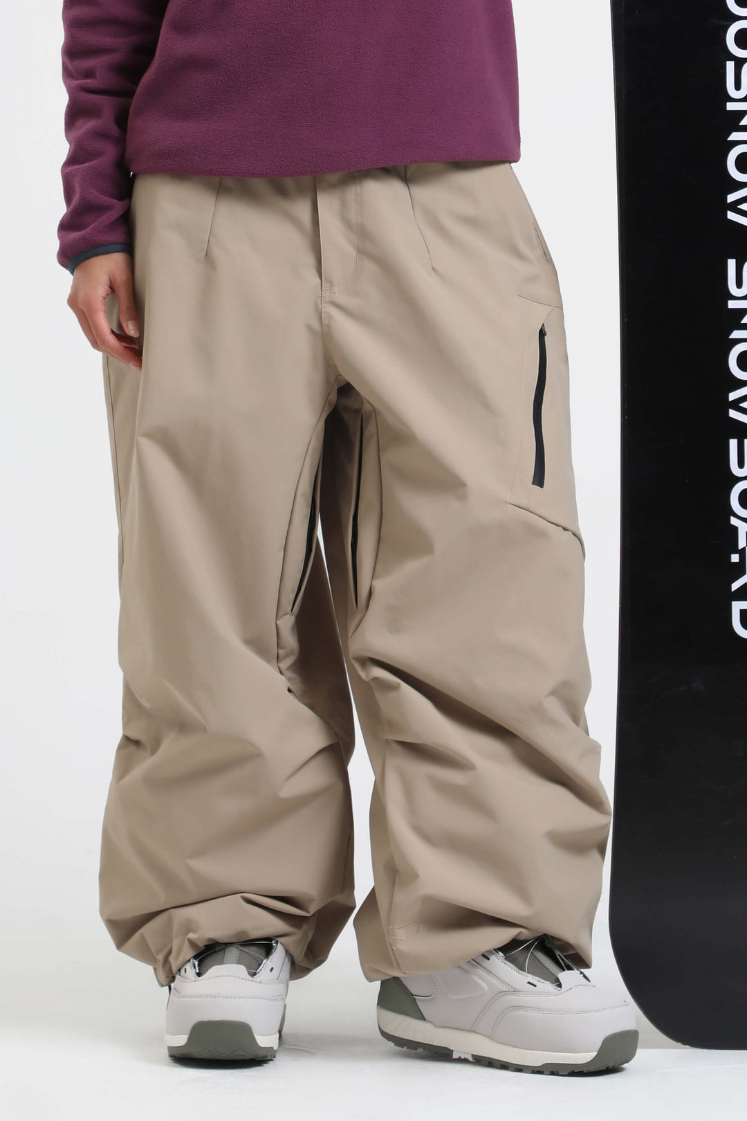 Women's Khaki Lightweight Breathable Baggy Snow Pants