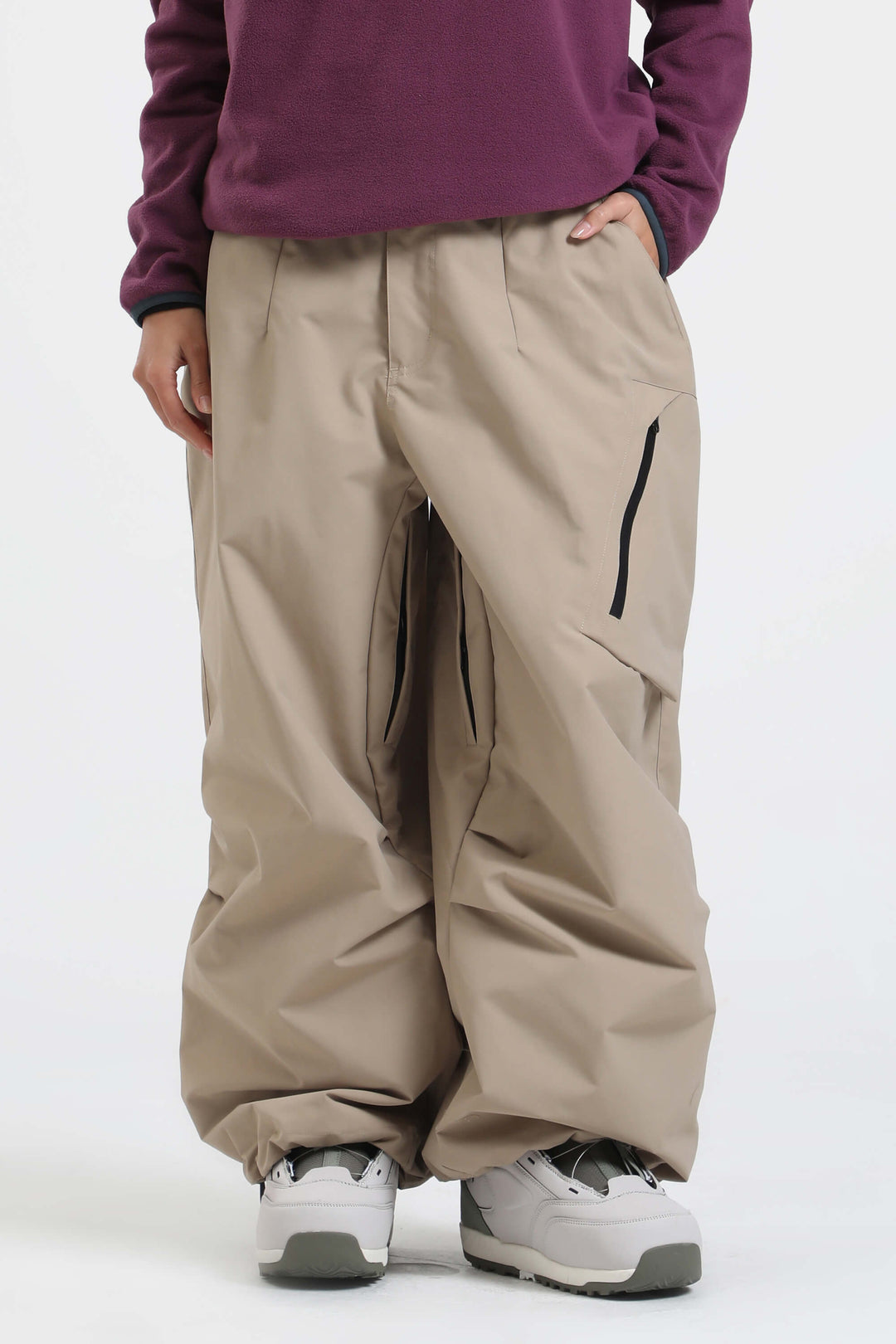 Women's Khaki Lightweight Breathable Baggy Snow Pants