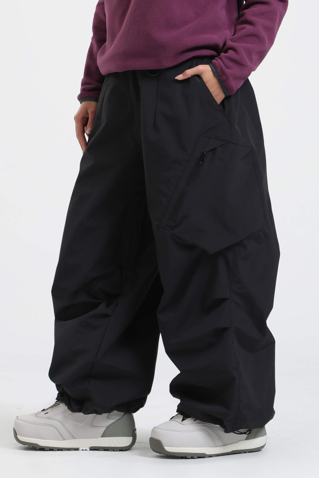 Women's Black Lightweight Breathable Baggy Snow Pants