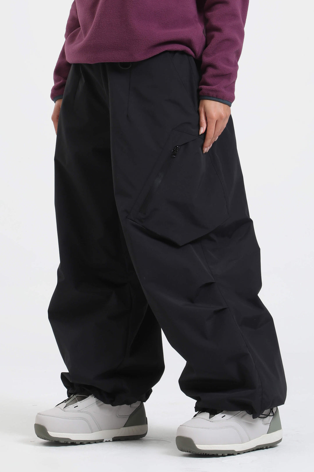 Women's Black Lightweight Breathable Baggy Snow Pants