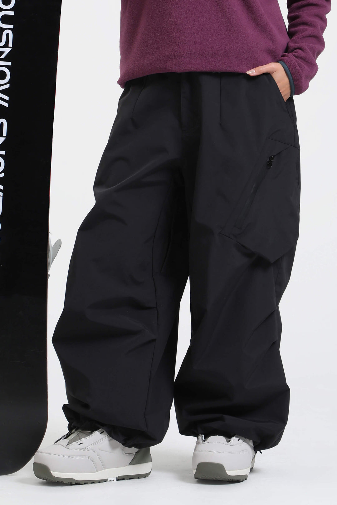 Women's Black Lightweight Breathable Baggy Snow Pants